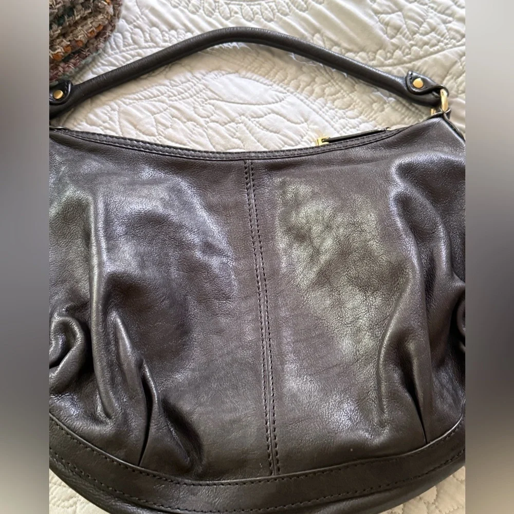 Antonio Milani Brown Pebbled Leather Slouchy Hobo Bag